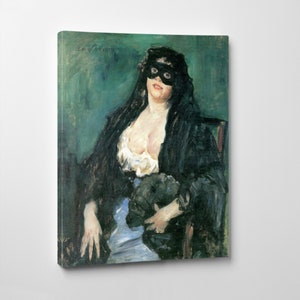 The Black Mask, Lovis Corinth Fine art Print | Canvas Panel | Masked Woman