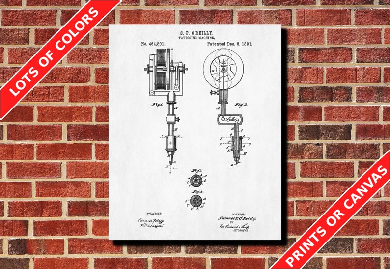 Tattoo Machine Patent Print Etsy