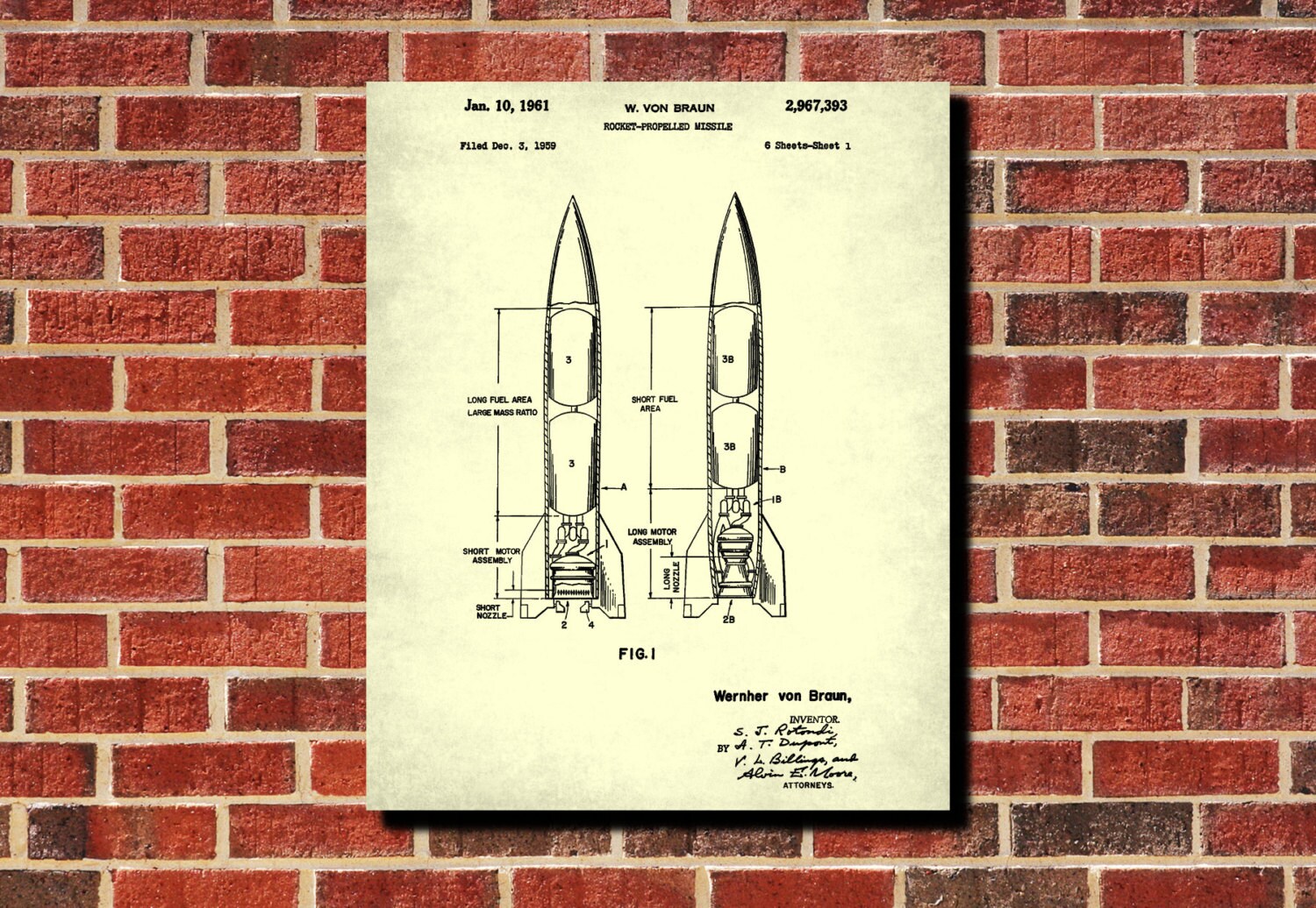 Von Braun Rocket Patent Print Science Wall Art - Etsy