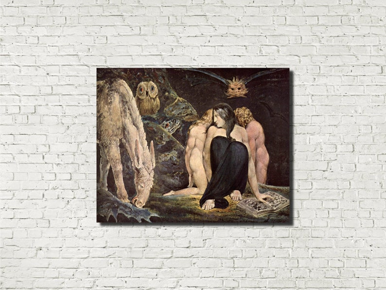 William Blake Fine Art Print, Hecate Greek Goddess of Magic, Mythology Painting, Pre-Romantic image 1