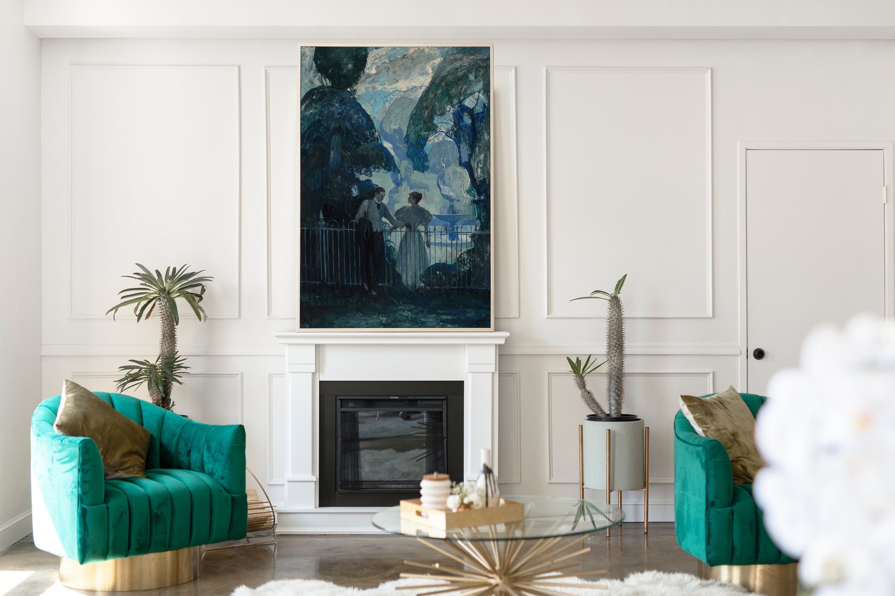 アート590 「タイム1(グリーンブルー)」 インテリアコーディネート