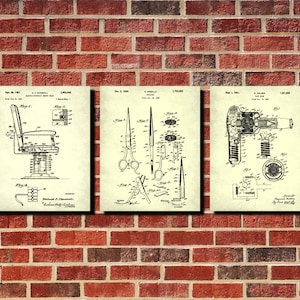 Hair Salon Wall Art, Hairdressing Patent Prints Set 3