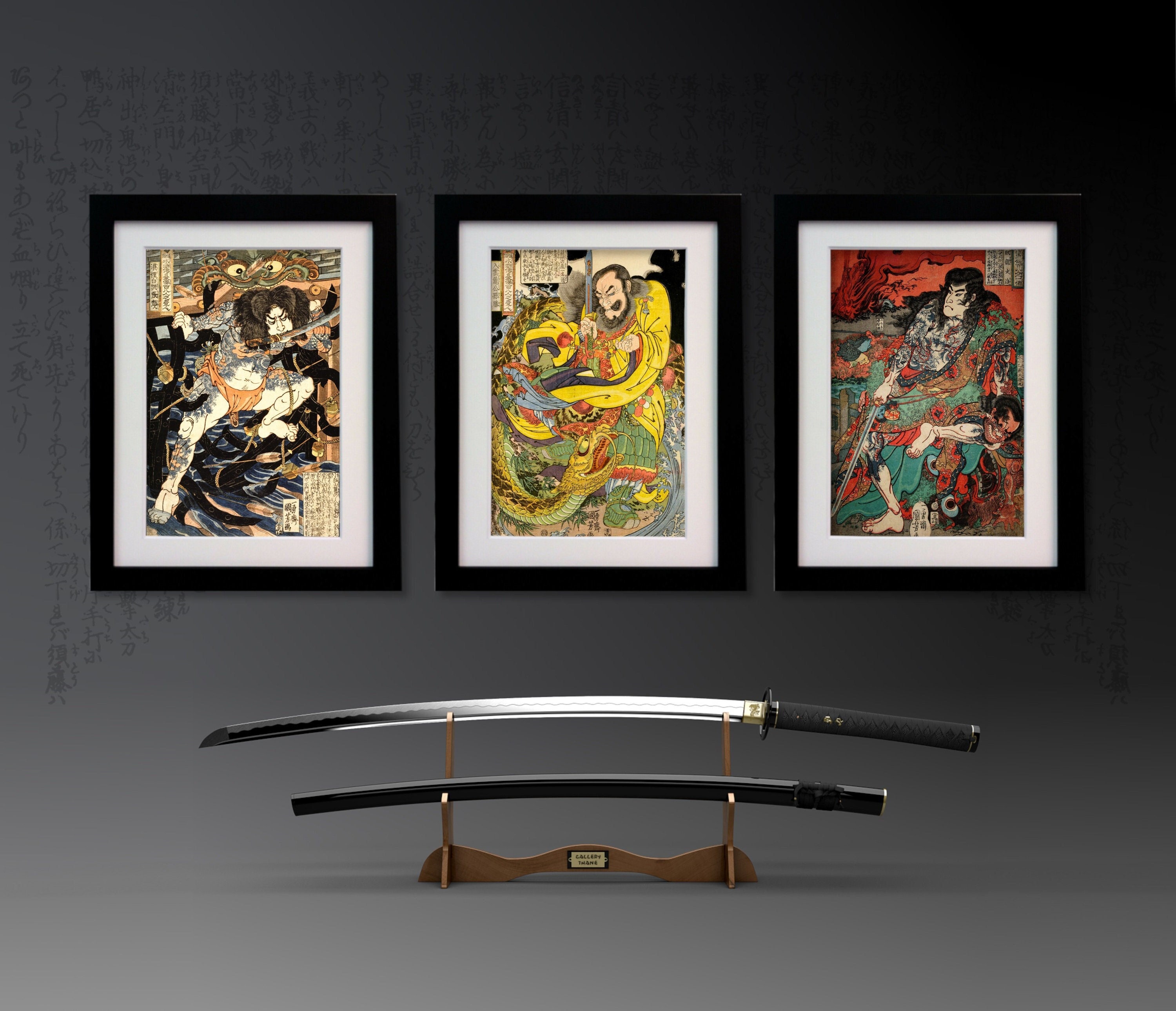 Japanese Prints Set 3, Samurai Warriors, One Hundred and Eight Heroes ...