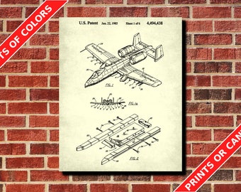 A10 Warthog, Aircraft Patent Print, Military Aviation Poster, Pilot Gift