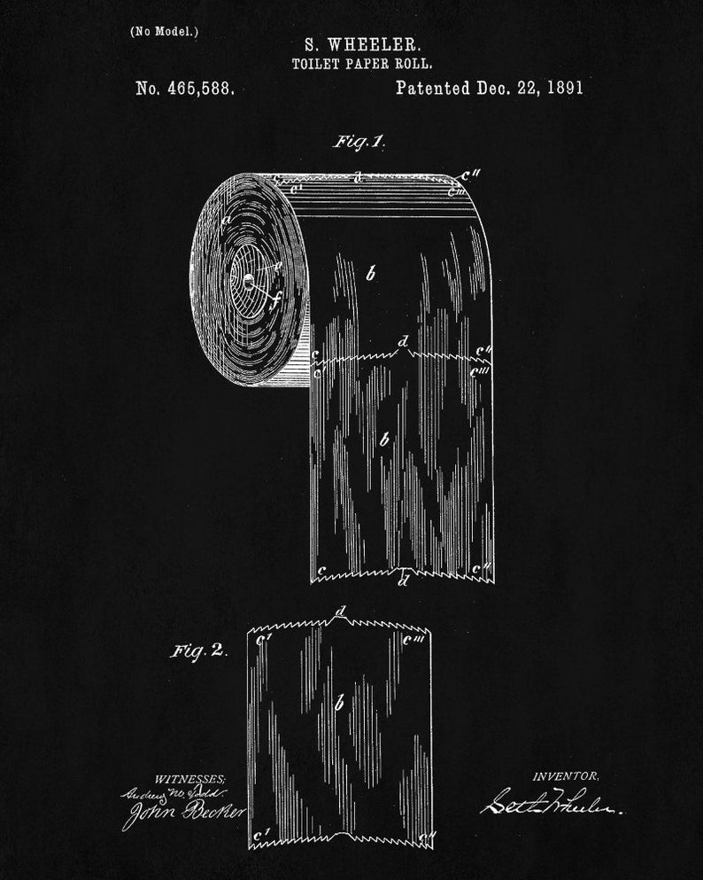 Bathroom Wall Art Poster Toilet Paper Patent Print - Etsy