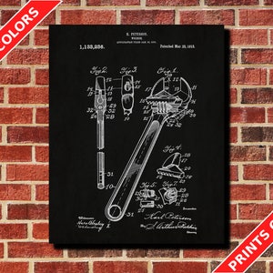 Crescent Wrench Poster Adjustable Spanner Patent Print