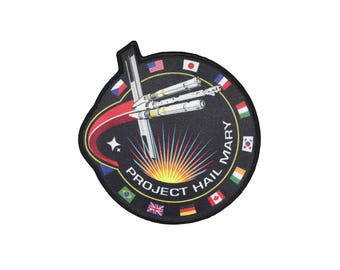 Project Hail Mary Mission Patch - With Flags - Iron on - Printed Patch with Embroidered Border - Ryland Grace - Yáo Li-Jie - Olesya