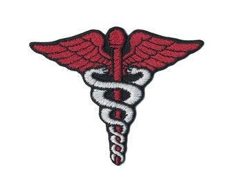 Caduceus symbol Embroidered Patch Medicine symbol Iron On Patch Iron on Applique from doctor horrible