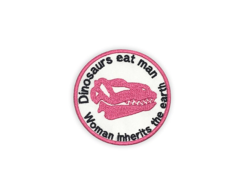 Jurassic Park Patch Dinosaurs Eat Man Women Inherits the Earth Iron on Patch VELCRO\u00ae Brand Fastener available