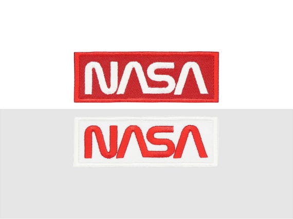 Nasa Logo Embroidered Iron On Patch 3.5 by 1.25 Inch - Red or White - or both