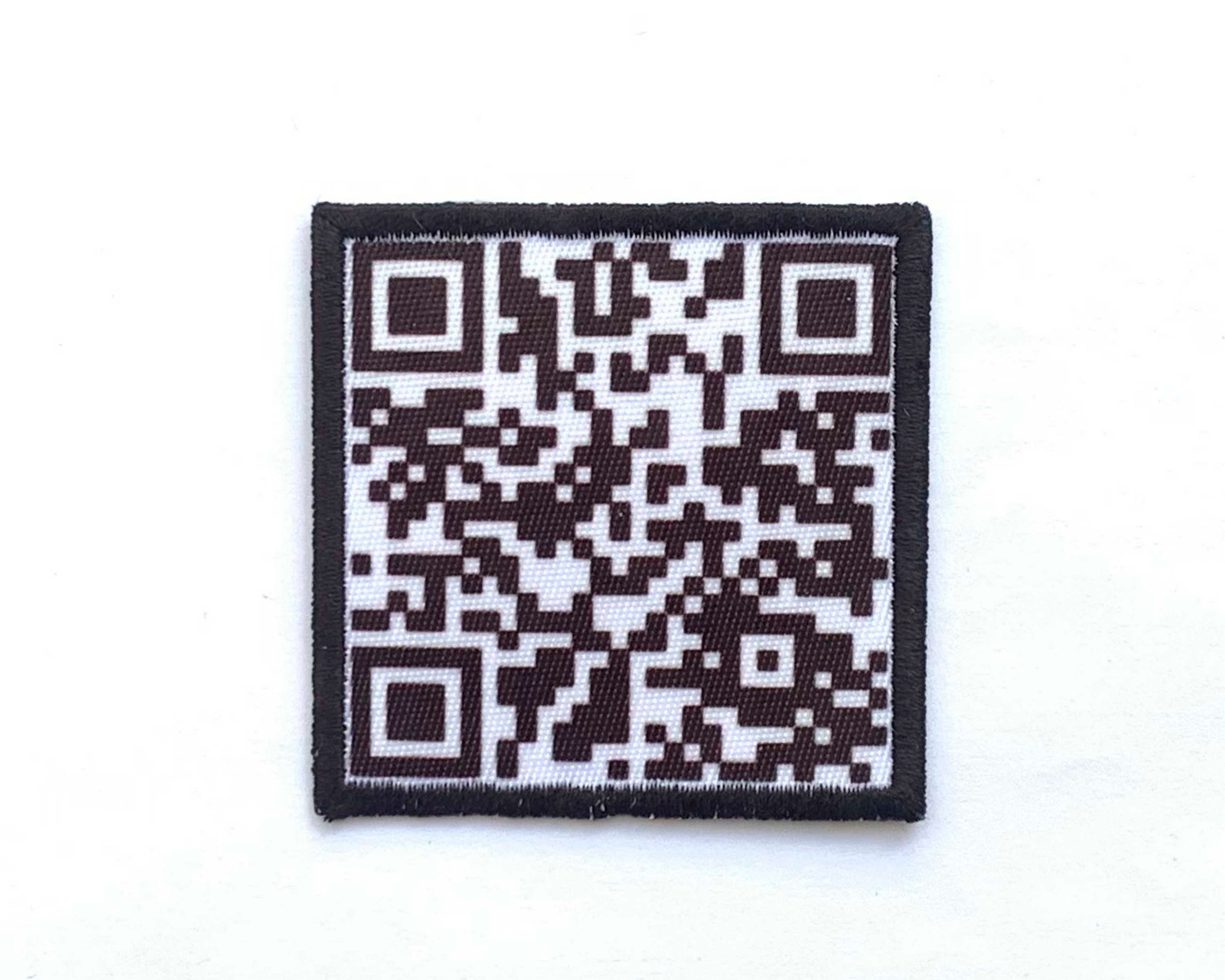 QR Rick Roll Patch Fully Embroidered Never Gonna Give You up 