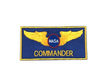 Astronaut Costume Commander Embroidered Patch Astronaut Cosplay Iron on or Hook Fastener Available