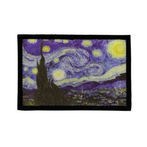 Starry Night 2x3 inch Iron on Vincent van Gogh Moral Patch!   Hook Fastener Available
