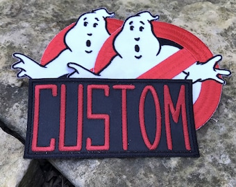 Set of Two No Ghost Logo Patches and one Custom Name Patch Value Pac Iron On or Hook Fastener Available (Name Tags only)