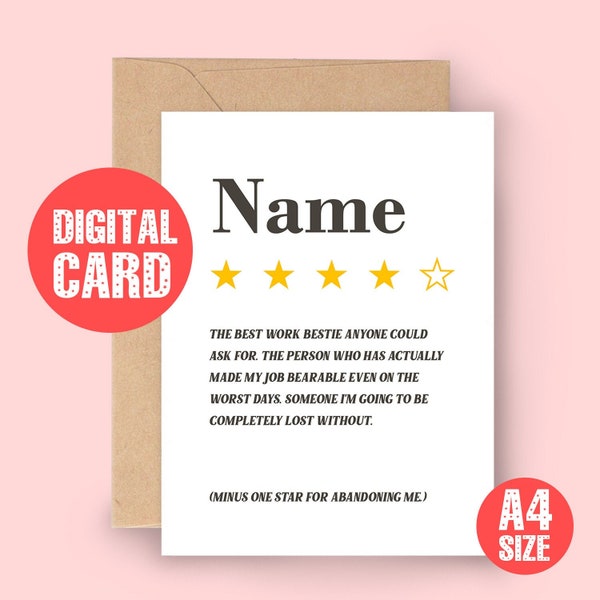 Personalized Leaving Definition Card, Coworker Card, Coworker Leaving Card, Colleague Card, Leaving Card, New Job, Work Bestie, digital file