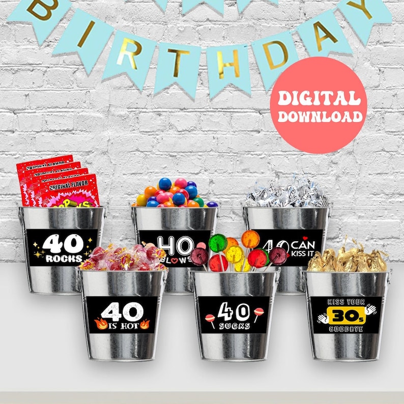 40th Birthday PRINTABLE Table Decorations 40 Sucks 40 Blows | Etsy