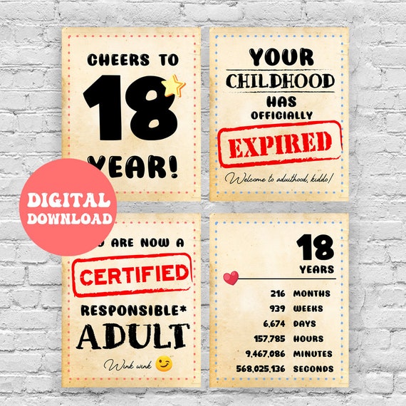 Cheers to 18 Years 18th Birthday PRINTABLE Poster 18th | Etsy