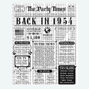 1954 The Year You Were Born DRUCKBAR, Das Jahr im Rückblick, Was geschah 1954, 70. Geburtstag 