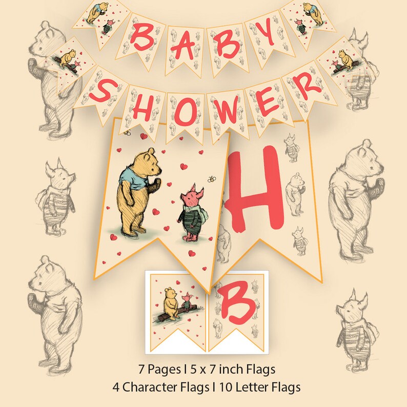 Winnie the Pooh Banner Winnie the Pooh Baby Shower Banner Etsy