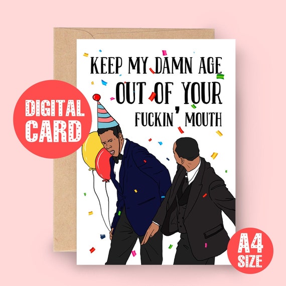 Will Smith Slap Funny Birthday Card Chris Rock Meme (Instant Download) 