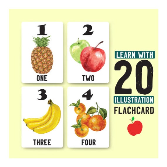120 Fruit Numbers Printable Flash Cards Digital Download Etsy Ireland