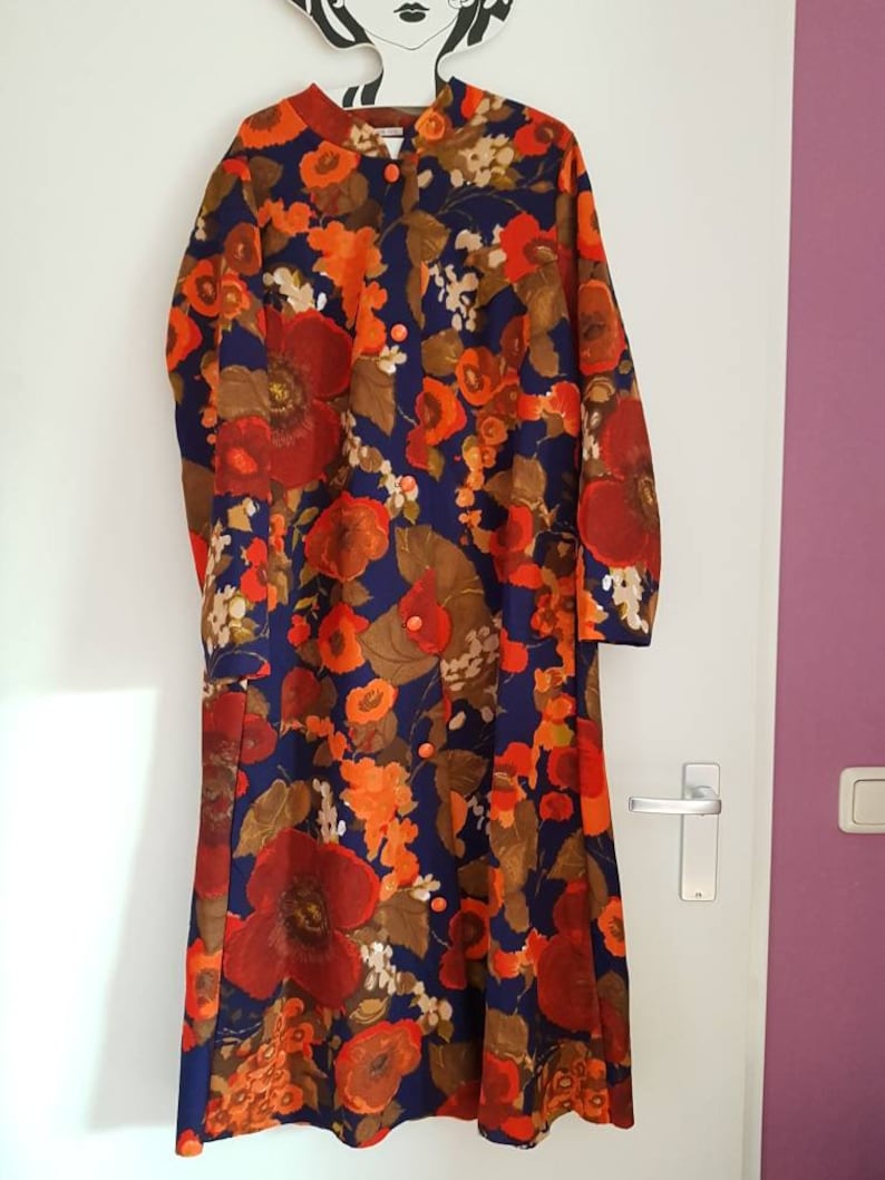 Thin floral ladies bathrobe with flower pattern