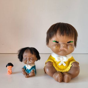 Set of 3 character dolls, Japan. Emotion doll, hula dolls.