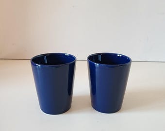 Arabia Teema, set of 2 blue mugs, cups without ears. Kilta, Arabia Finland, Kaj Franck