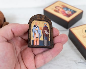Saints Cyril and Methodius Icon – Handcrafted Wooden Traveler Icon