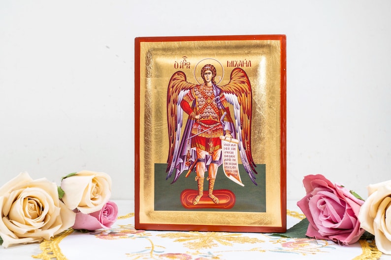 Saint Michael the Archangel Handmade Icon – Wood With Silken Gold ...