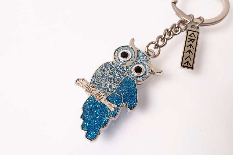 Handcrafted Keychains with owl made by Metal and Enamel an Authentic Hellenic Designs,Greek Treasures image 3