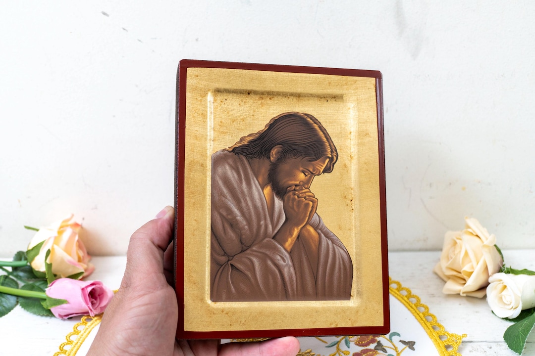 Jesus Christ in Prayer – Handmade Orthodox Wooden Icon With Gold Leaf ...