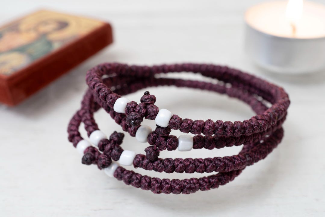 Spriritual Rope Prayer Rope - Komboskini Burgundy (1 Pcs ),handmade Prayer Rope With ...