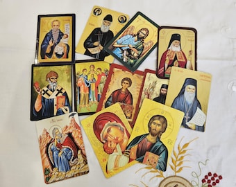 Huge pack of Saints cards assortment of 15 different flexible Magnets , Greek-Byzantine Orthodox icons pocket size with amazing guality.
