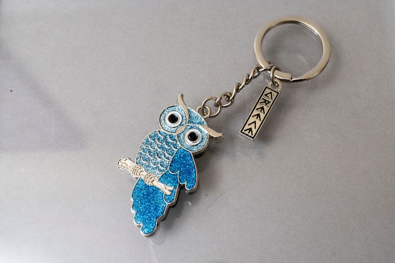 Handcrafted Keychains with owl made by Metal and Enamel an Authentic Hellenic Designs,Greek Treasures image 4