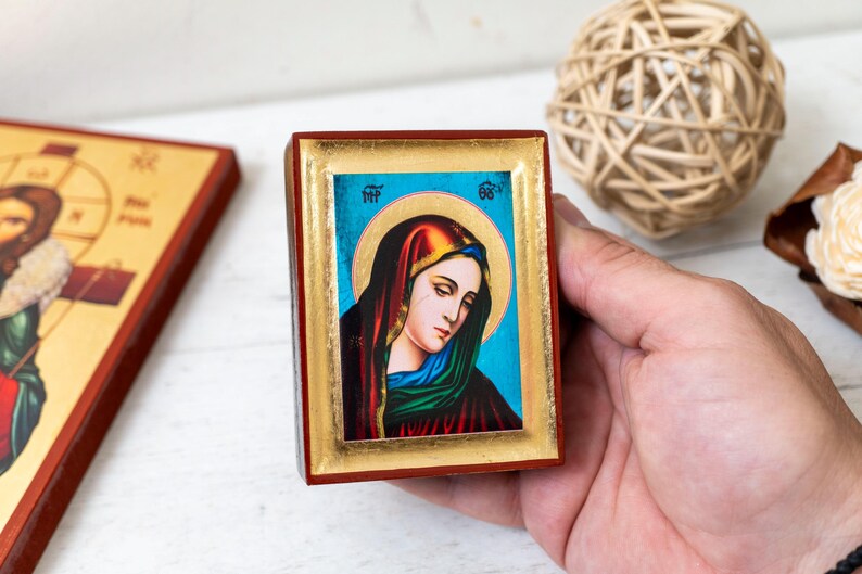 Our Lady of Sorrows Handmade Icon: Byzantine Art With Golden Leaf - Etsy