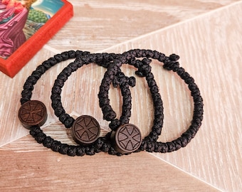 Komboskini auténtico del Athos (1 unidad), cuerda de oración hecha a mano con cruz de madera - Komboskini sagrado para la práctica espiritual.