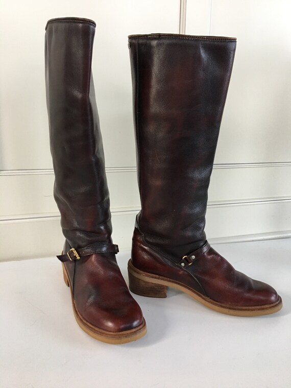 Vintage 80's riding boots - gorgeous sun faded bur