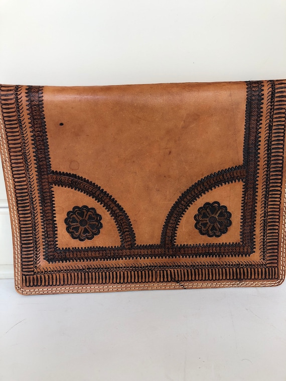 Vintage 70’s hand tooled leather portfolio