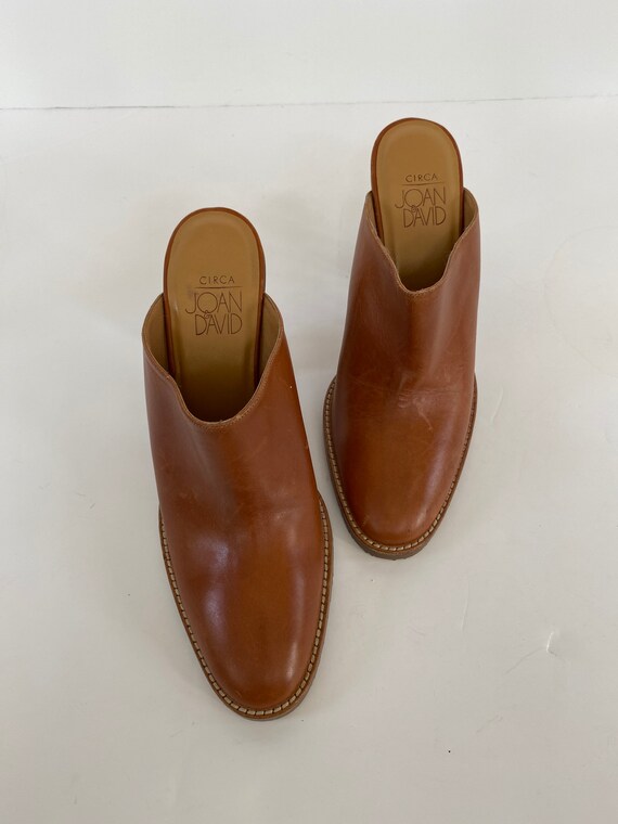 Joan and David tan leather clogs - high heel clogs - image 5