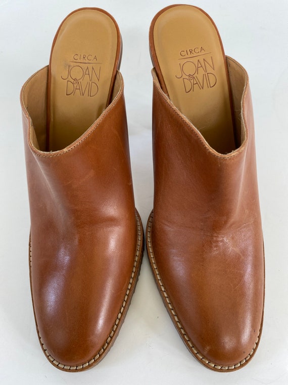 Joan and David tan leather clogs - high heel clogs - image 8