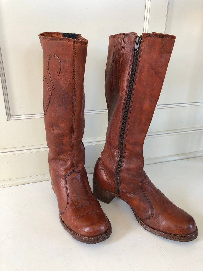 Vintage tall leather campus riding boots US women size 9 12