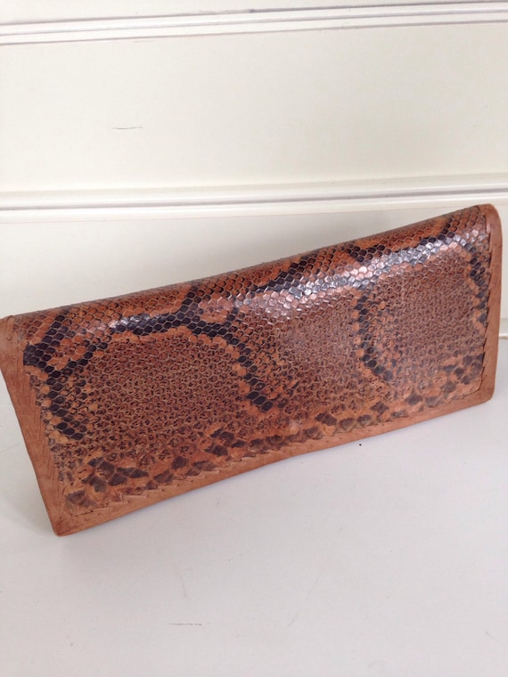 Vintage snake skin and leather clutch