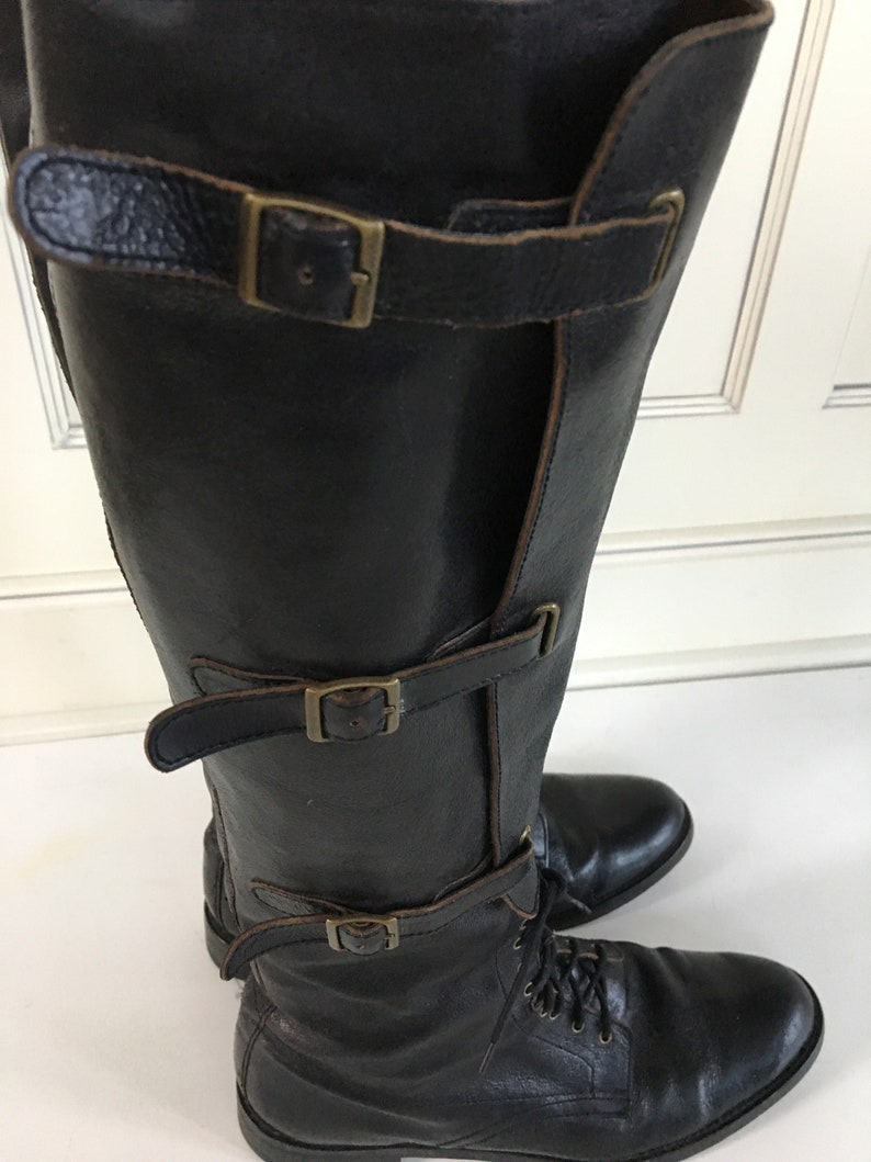 Vintage tall black leather riding boots Women 8 Tall Boots Black Leather in