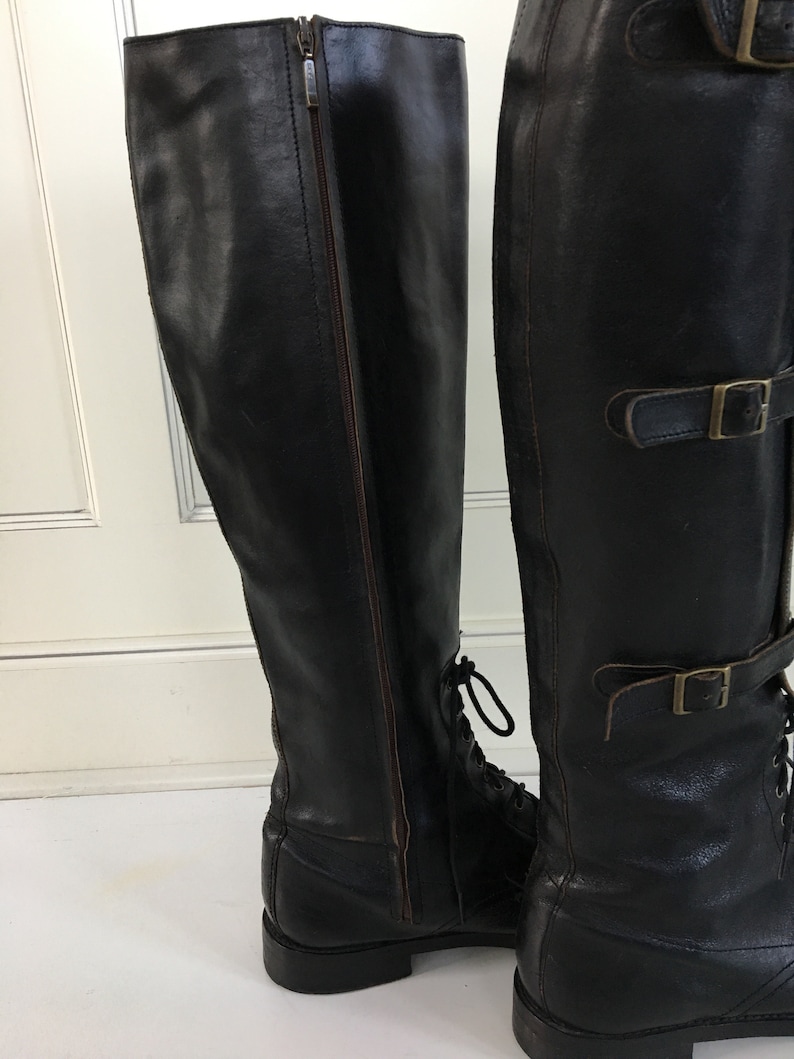 Vintage tall black leather riding boots Women 8 Tall Boots Black Leather in