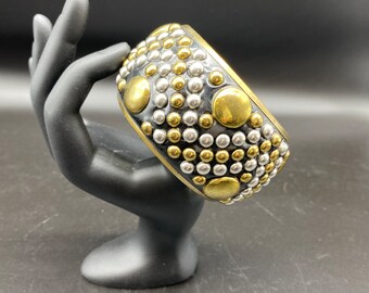 Vintage brass and silver studded bangle bracelet