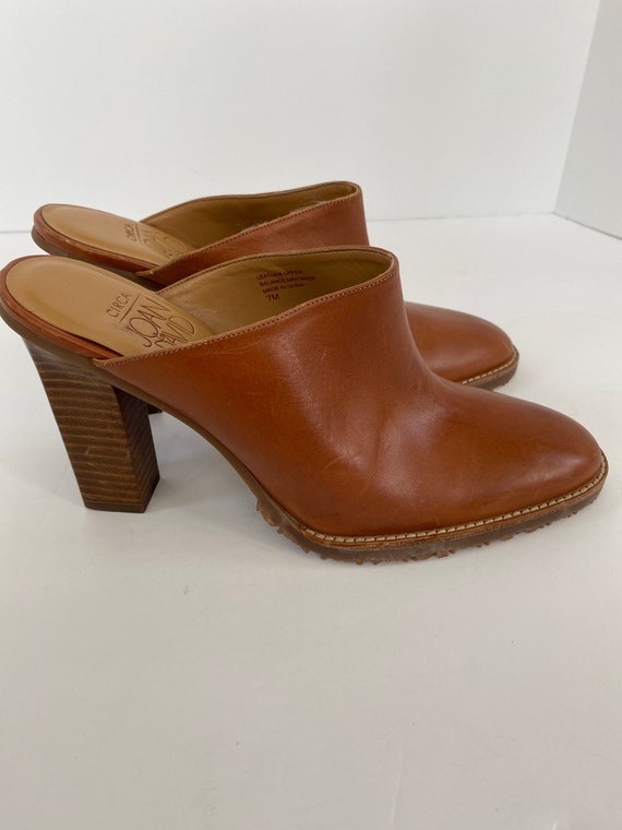 Joan and David tan leather clogs - high heel clogs - image 4