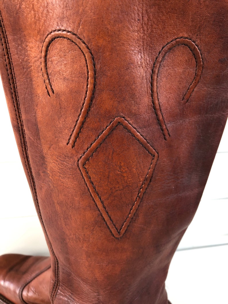 Vintage tall leather campus riding boots US women size 9 12