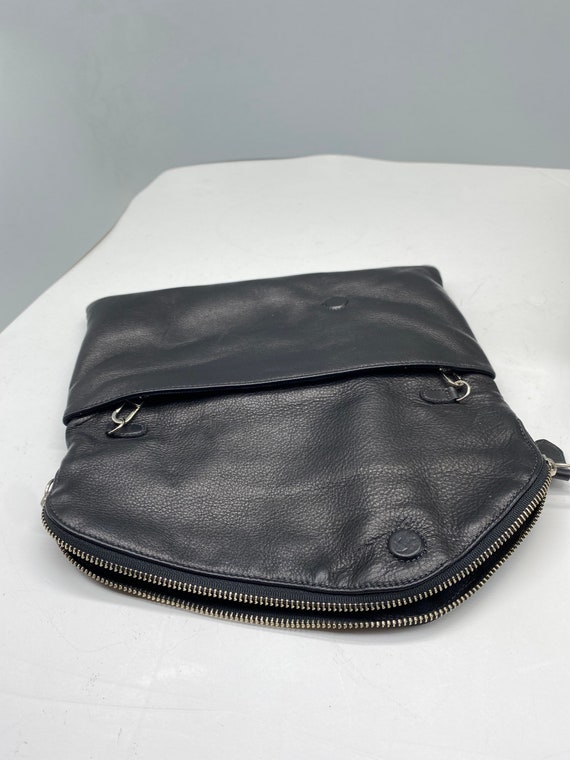 Black leather clutch handbag with chain strap- co… - image 8