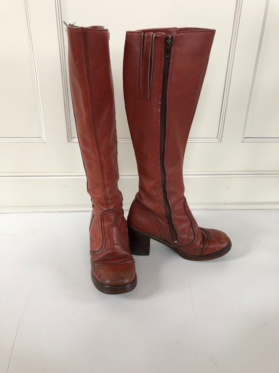 Vintage 70’s boho tall leather boots- campus boots